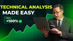 Profit increase chart, technical analysis tools for financial trading.