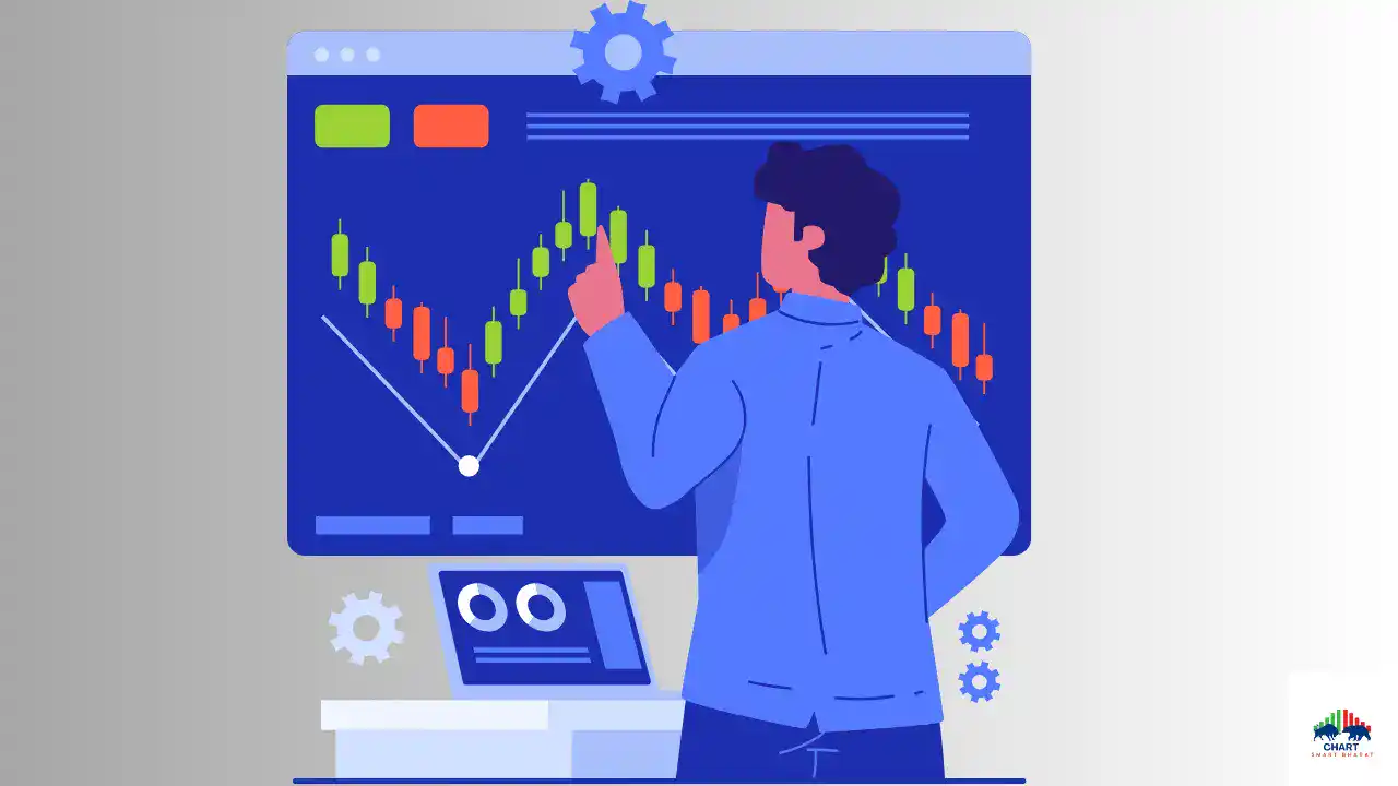 Real-time stock market analysis chart illustration.